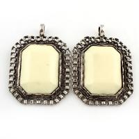 Resin Zinc Alloy Pendants, with Resin, Rectangle, platinum color plated, blacken, lead & cadmium free Approx 7mm 