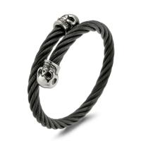 Titanium Steel Bangle, Skull, plated, adjustable & for man Inner Approx 65mm Approx 8 Inch 