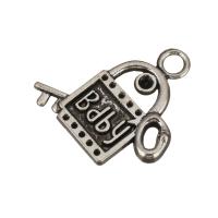 Zinc Alloy Lock Pendants, Lock and Key, word baby, antique silver color plated Approx 3mm 