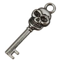 Zinc Alloy Key Pendants, antique silver color plated, with skull pattern Approx 3mm 