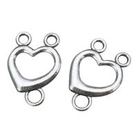 Zinc Alloy Charm Connector, Heart, antique silver color plated, 1/2 loop Approx 3mm 