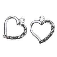 Zinc Alloy Heart Pendants, Flat Round, antique silver color plated Approx 3mm 