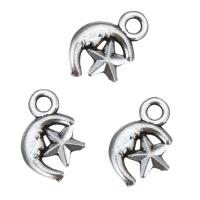 Zinc Alloy Star Pendant, Moon and Star, antique silver color plated Approx 2mm 
