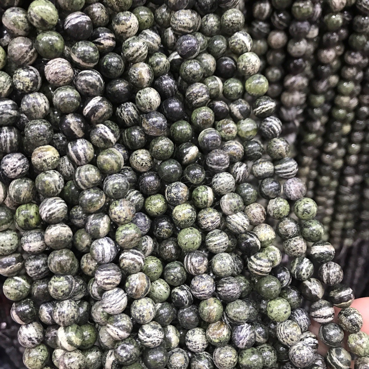 Grüner Zebra-Jaspis Perle, verschiedene Größen vorhanden, Länge:ca. 15 ZollInch, verkauft von Strang