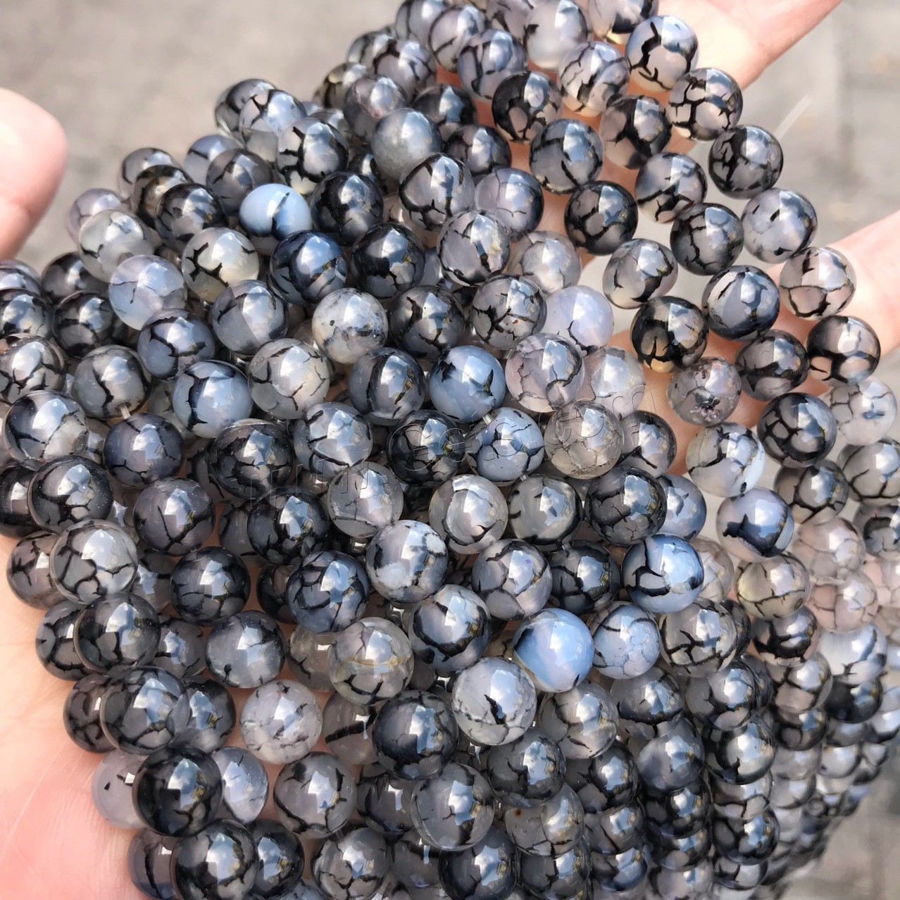 Natürliche Crackle Achat Perlen, Flachen Achat, verschiedene Größen vorhanden, Länge:ca. 15 ZollInch, verkauft von Strang