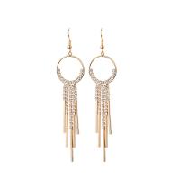 Zinc Alloy Tassel Earring, plated, for woman & with rhinestone 