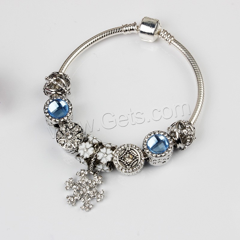 Zinc Alloy European Bracelets, with Cats Eye, silver color plated, different length for choice & snake chain & for woman & enamel & with rhinestone, Sold By Strand