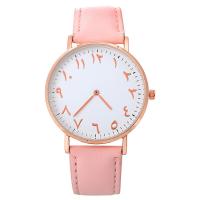 Women Wrist Watch, Leather, with Glass & Zinc Alloy, rose gold color plated, for woman Approx 14.1 Inch 