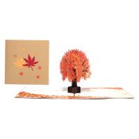 Paper 3D Greeting Card, Maple Leaf, handmade, with envelope & 3D effect 