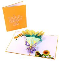 Paper 3D Greeting Card, Bouquet, handmade, with envelope & 3D effect & hollow 