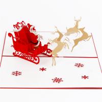 Paper 3D Greeting Card, Christmas Reindeer, handmade, with envelope & 3D effect 