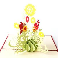 Papier 3D Grußkarte, Blumenstrauß, handgemacht, mit Umschlag & 3D-Effekt, 150x150mm, verkauft von PC