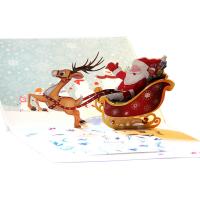 Papier 3D Grußkarte, Weihnachtsmann, handgemacht, 3D-Effekt & hohl, 130x155mm, verkauft von PC