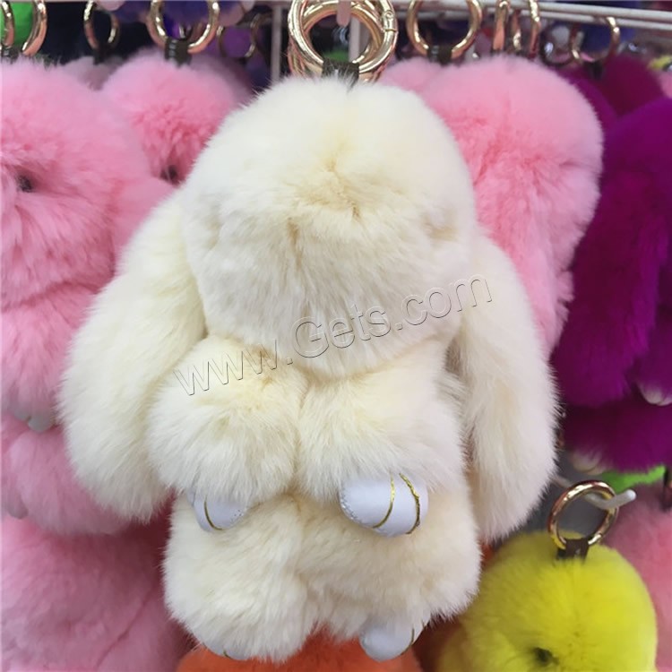 Rex Rabbit Fur cadena para llaver, con fundición, Conejo, chapado en color dorado, Lindo & diverso tamaño para la opción, más colores para la opción, 150mm, 180mm, Vendido por UD