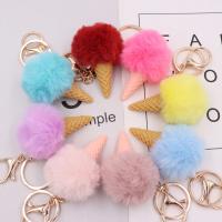 Plush Key Chain, with Iron, Ice Cream, gold color plated, cute 50mm 