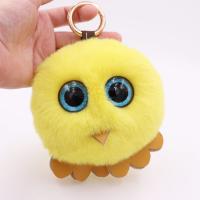 Plush Key Chain, with PU Leather & Plastic & Iron, Owl, gold color plated, cute 110mm 