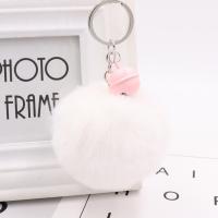 Plush Key Chain, with Iron, silver color plated, cute & with bell 80mm 
