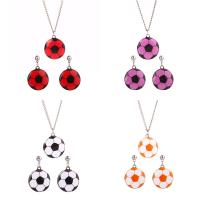 Fashion Zinc Alloy Jewelry Sets, earring & necklace, Football, platinum color plated, oval chain & for woman & epoxy gel 31mm, 20mm Approx 15.7 Inch 