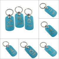 Synthetic Turquoise Key Chain, with Zinc Alloy, Rectangle, Zodiac symbols jewelry Approx 27mm 
