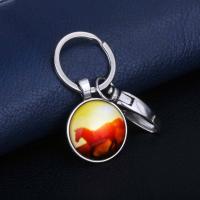 Zinc Alloy Key Chain Jewelry, with Paper & Glass, silver color plated 