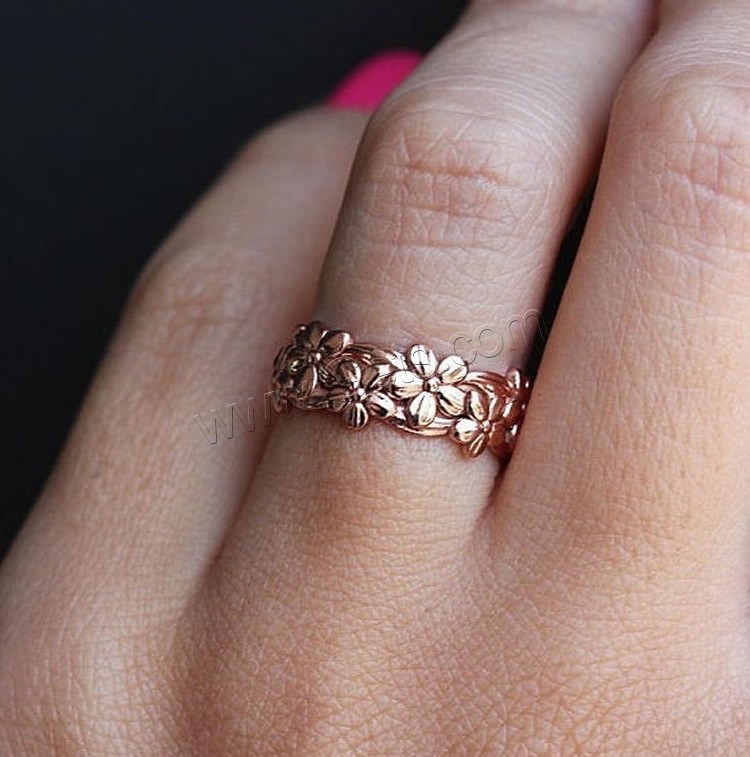 Zinc Alloy Finger Ring, Rose, rose gold color plated, different size for choice & for woman, Sold By PC