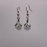 Zinc Alloy Drop Earring, with Cats Eye, silver color plated, for woman & with rhinestone 