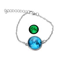 alliage de zinc bracelet, avec verre, avec 2inch chaînes de rallonge, Placage de couleur argentée, temps bijou bijoux & unisexe & réglable & chaîne ovale & modèles différents pour le choix, 20mm Environ 6 pouce, Vendu par brin
