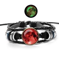 Zinc Alloy Bracelet, with PU Leather & Glass, plated, time gem jewelry & Unisex & adjustable & , 20mm Approx 7 Inch 