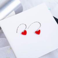 Sterling Silver Drop Earring, 925 Sterling Silver, Heart, platinum plated, for woman & epoxy gel 