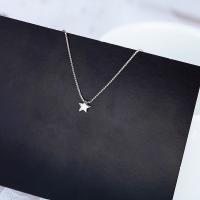 Sterling Silver Jewelry Necklace, 925 Sterling Silver, with 1.38lnch extender chain, Star, platinum plated, box chain & for woman Approx 15.4 Inch 