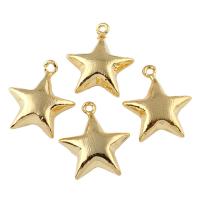 Звезды подвески латунные, Латунь, Звезда, плакированный настоящим золотом, не содержит никель, свинец отверстие:Приблизительно 2mm, продается PC