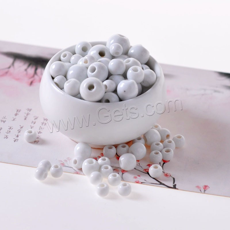 Porzellan Perle, Trommel, verschiedene Größen vorhanden, Bohrung:ca. 2.8mm, 50PCs/Tasche, verkauft von Tasche