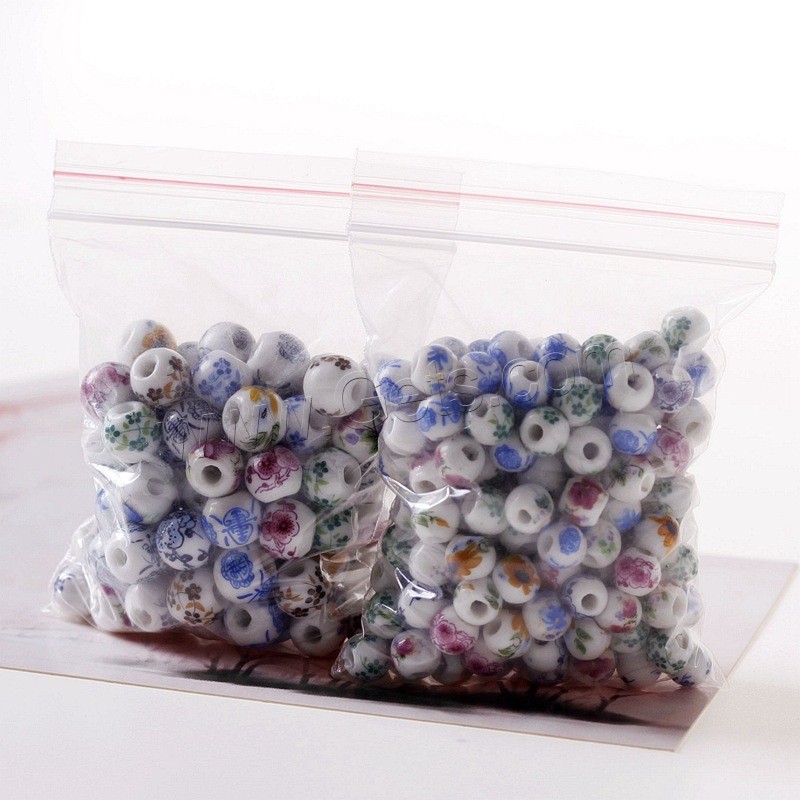 Porzellan Perle, Trommel, verschiedene Größen vorhanden, gemischte Farben, Bohrung:ca. 2mm, 50PCs/Tasche, verkauft von Tasche