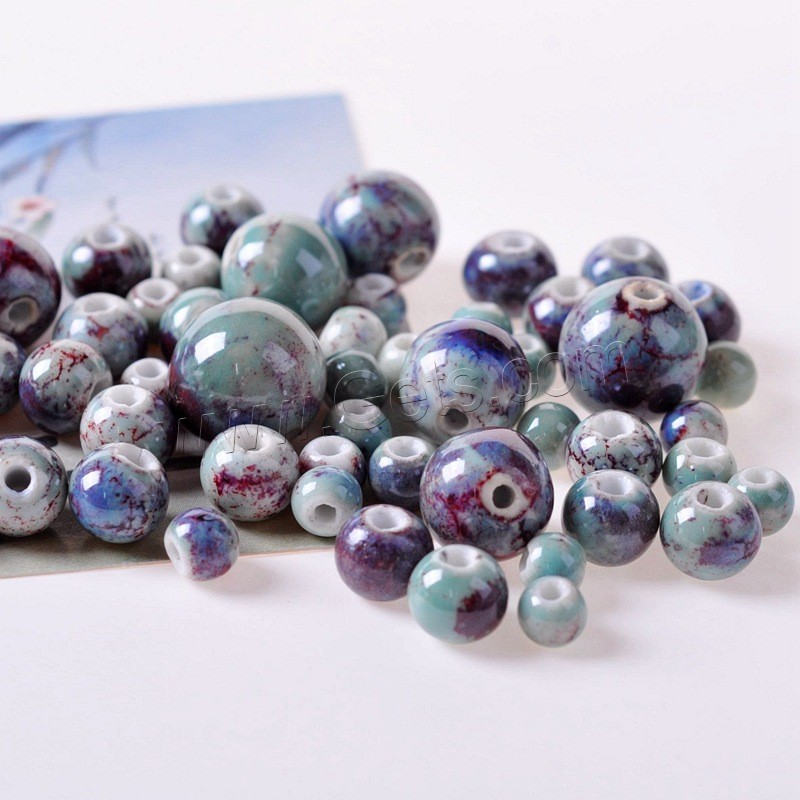 Porzellan Perle, Trommel, verschiedene Größen vorhanden, Bohrung:ca. 2mm, 50PCs/Tasche, verkauft von Tasche