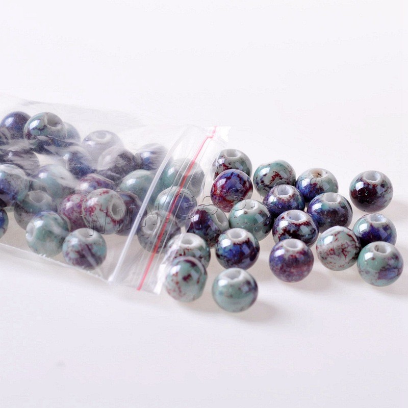 Porzellan Perle, Trommel, verschiedene Größen vorhanden, Bohrung:ca. 2mm, 50PCs/Tasche, verkauft von Tasche