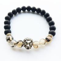 Lava Bracelet, with Agate & Zinc Alloy, Tiger, plated, Unisex Approx 7 Inch 