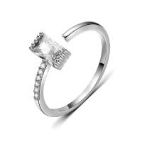 Cubic Zircon Brass Finger Ring, platinum plated, with cubic zirconia US Ring 
