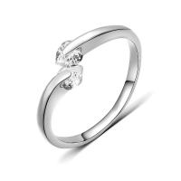 Cubic Zircon Brass Finger Ring, platinum plated, with cubic zirconia, 4mm, US Ring 