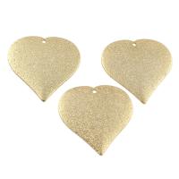 Colgantes de corazón de latón, metal, Corazón Aplanada, chapado en oro real, glaseado, libre de níquel, plomo & cadmio, 23x23x2mm, agujero:aproximado 1.5mm, Vendido por UD