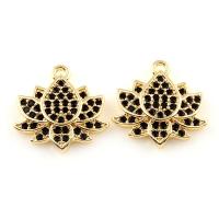 Brass Flower Pendants, real gold plated, micro pave cubic zirconia, nickel, lead & cadmium free Approx 2mm 