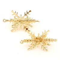 Brass Connector, Snowflake, real gold plated, 1/1 loop, nickel, lead & cadmium free Approx 2mm 