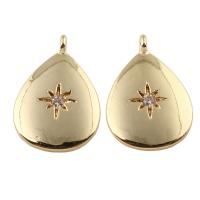 Cubic Zirconia Brass Pendants, Teardrop, real gold plated, with cubic zirconia, nickel, lead & cadmium free Approx 2mm 