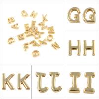 Weinlese Messing Perlen, Alphabet-Buchstabe, vergoldet, verschiedene Stile für Wahl, frei von Nickel, Blei & Kadmium, 9x5x3mm, Bohrung:ca. 1mm, verkauft von PC