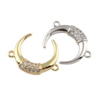 Cubic Zirconia Micro Pave Brass Connector, Moon, plated, micro pave cubic zirconia & 1/1 loop nickel, lead & cadmium free Approx 4mm 