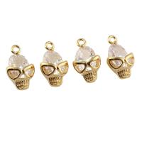 Cubic Zirconia Brass Pendants, Skull, real gold plated, with cubic zirconia, nickel, lead & cadmium free Approx 3mm 
