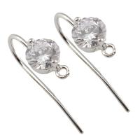 Brass Earring Drop Component, platinum plated, with cubic zirconia, nickel, lead & cadmium free Approx 1.5mm 