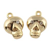 Cubic Zirconia Brass Pendants, Skull, real gold plated, with cubic zirconia, nickel, lead & cadmium free Approx 2mm 