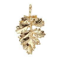 Brass Leaf Pendants, real gold plated, nickel, lead & cadmium free Approx 5mm 