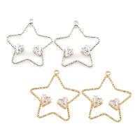 Brass Star Pendants, plated, with cubic zirconia nickel, lead & cadmium free Approx 3mm 