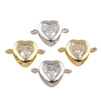 Cubic Zirconia Brass Connector, Flat Heart, plated, with cubic zirconia nickel, lead & cadmium free Approx 2mm 